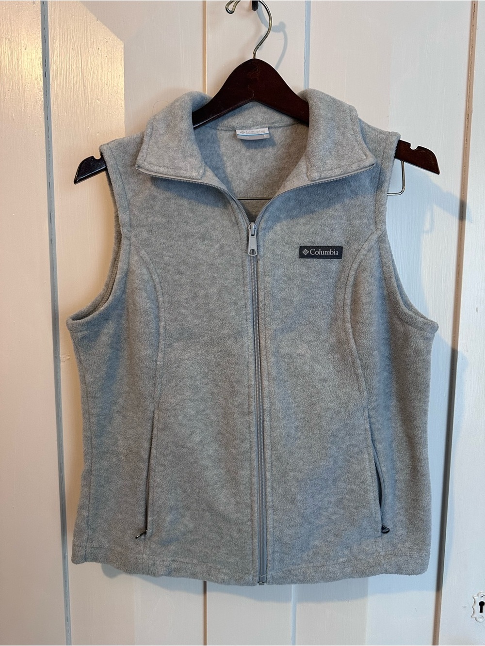 Columbia Gray Fleece Vest with Blue Trim